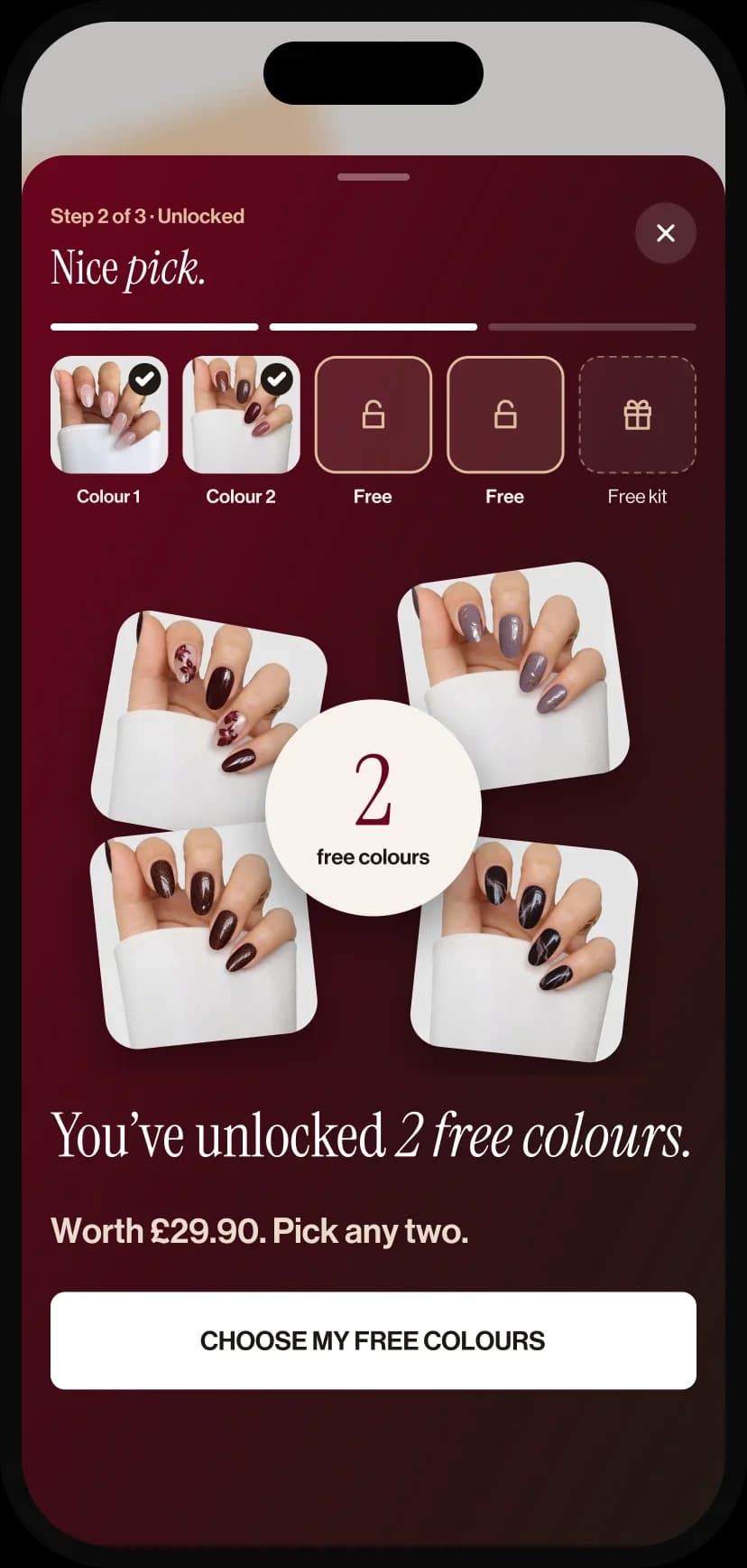 Sassy Saints box builder with two free colours unlocked